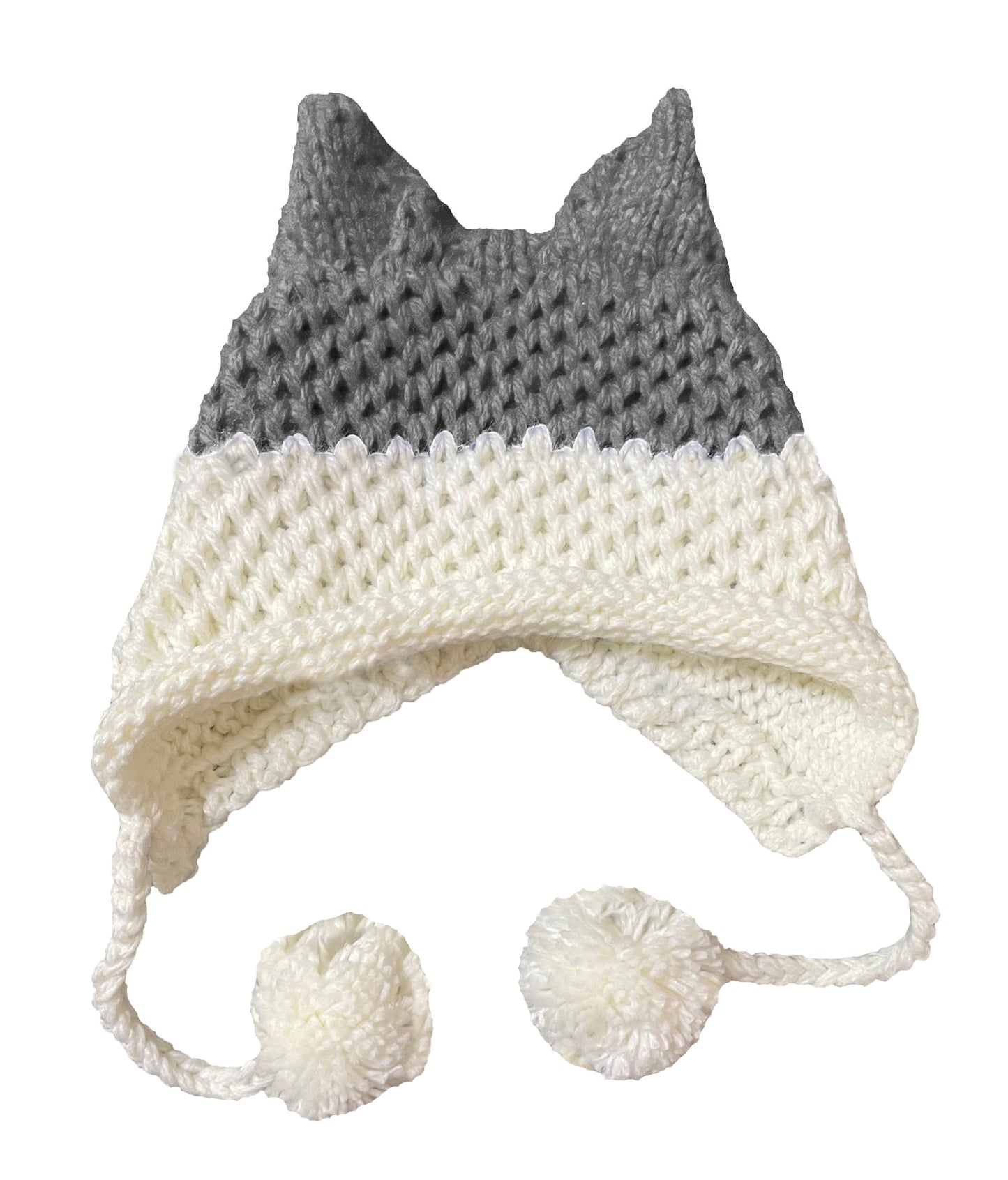 BomHCS Cute Fox Ears Beanie Winter Warm 100% Handmade Knit Hat 0 DailyAlertDeals LightGrey White  