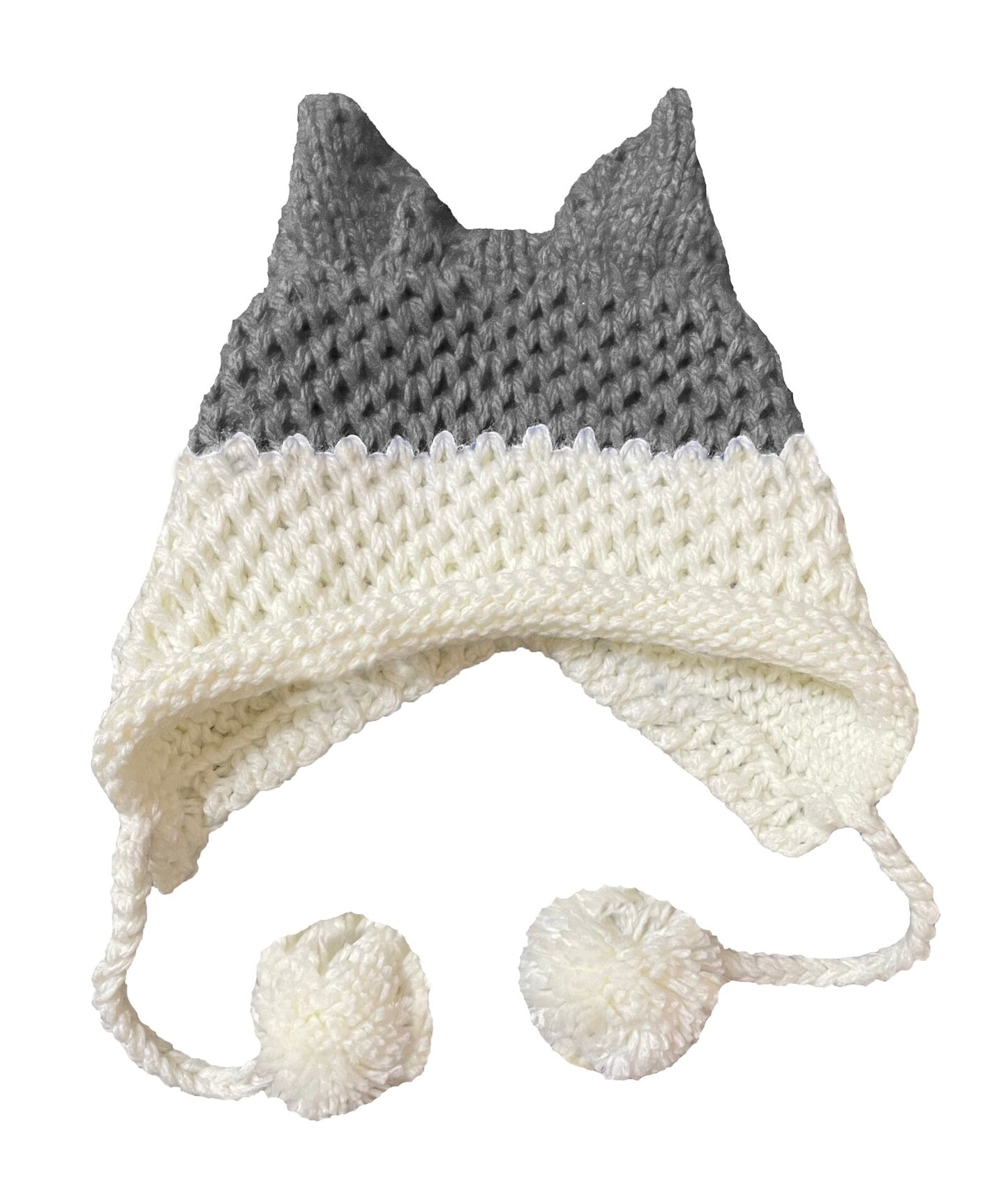 BomHCS Cute Fox Ears Beanie Winter Warm 100% Handmade Knit Hat 0 DailyAlertDeals LightGrey White  