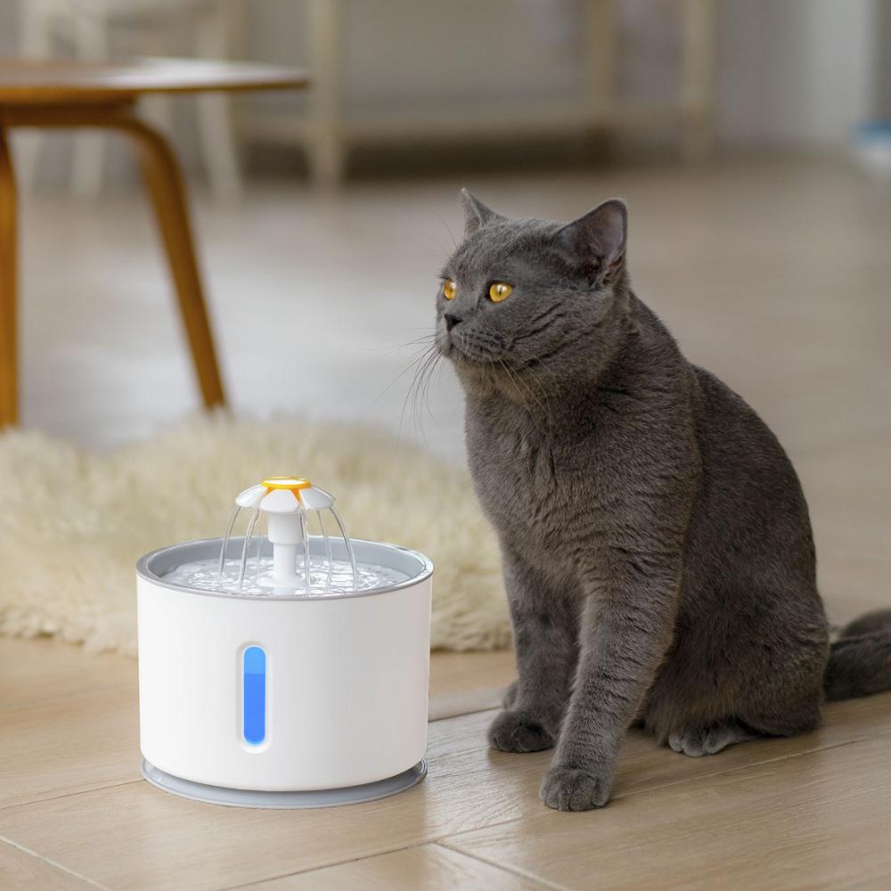 Automatic Pet Cat Water Fountain with LED Lighting 5 Pack Filters 2.4L USB 0 DailyAlertDeals   