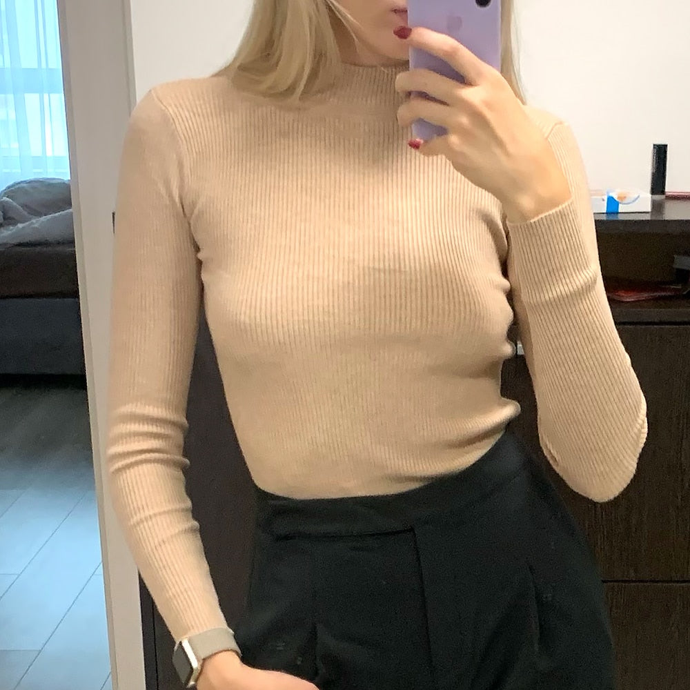 Women's Black turtleneck Soft Cozy Sweaters Slim Full Sleeve Multi-color Turtleneck Sweaters for Women winter turtleneck sweaters for women DailyAlertDeals   