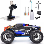 HSP RC Car 1:10 Scale Two Speed Off Road Monster Truck Nitro Gas Power 4wd Remote Control Car High Speed Hobby Racing RC Vehicle RC Car Toys for children DailyAlertDeals Sky Blue China 