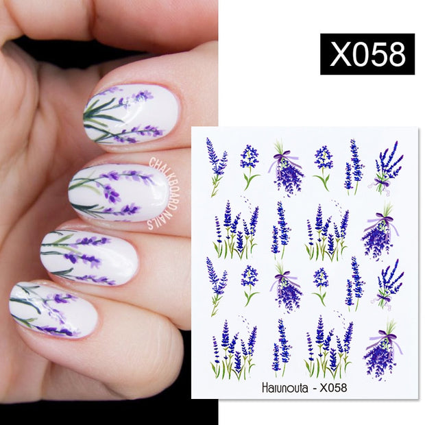 Harunouta French Flower Vine Water Decals Spring Summer Leopard Alphabet Leaves Charms Sliders Nail Art Stickers Decorations Tip Nail Stickers DailyAlertDeals X058  