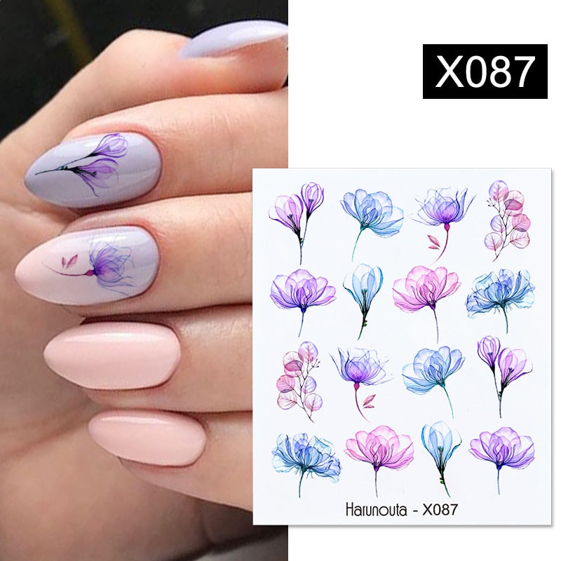 Harunouta 1pcs Nail Sticker Flower Water Transfer White Rose Necklace Lace Jewelry Nail Water Decal Black Wraps Tips Nail Stickers DailyAlertDeals X087  