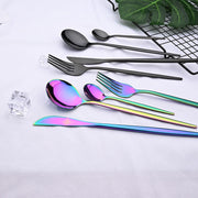 24pcs Black Western Dinnerware Set Stainless Steel Cutlery Set Fork Knife Spoon Tableware Set Flatware Set Silverware Set Spoons and forks DailyAlertDeals   