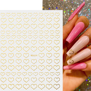The New Heart Love Design Gold Sliver 3D Nail Art Sticker English Letter French Striping Lines Trasnfer Sliders Valentine Decor Nail Stickers DailyAlertDeals 01  