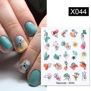 Harunouta  1Pc Spring Water Nail Decal And Sticker Flower Leaf Tree Green Simple Summer Slider For Manicuring Nail Art Watermark 0 DailyAlertDeals X044  