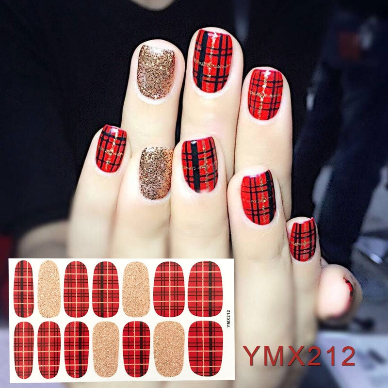 14tips/sheet Hot Colors Series Classic Collection Manicure Nail Polish Strips Nail Wraps,Full Nail Sheet DIY nail art decoration nail decal stickers DailyAlertDeals YMX212  