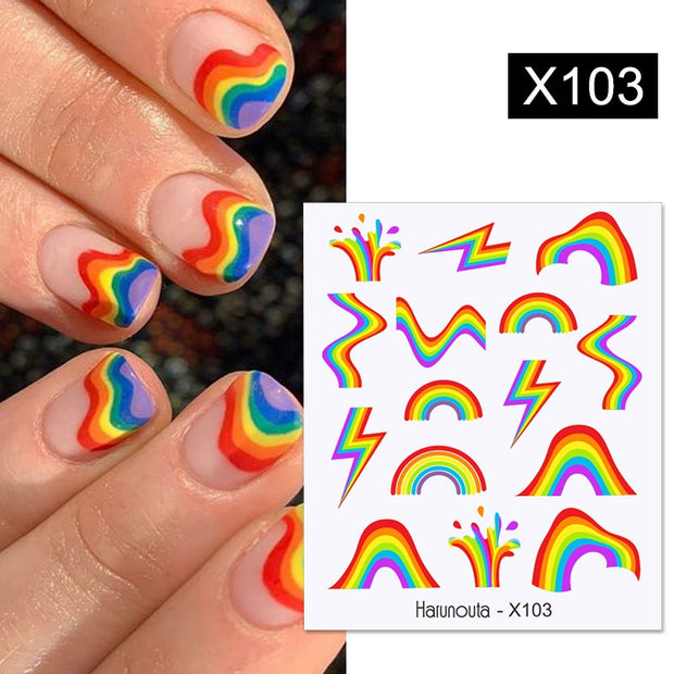 Harunouta Cool Geometrics Pattern Water Decals Stickers Flower Leaves Slider For Nails Spring Summer Nail Art Decoration DIY Nail Stickers DailyAlertDeals X103  