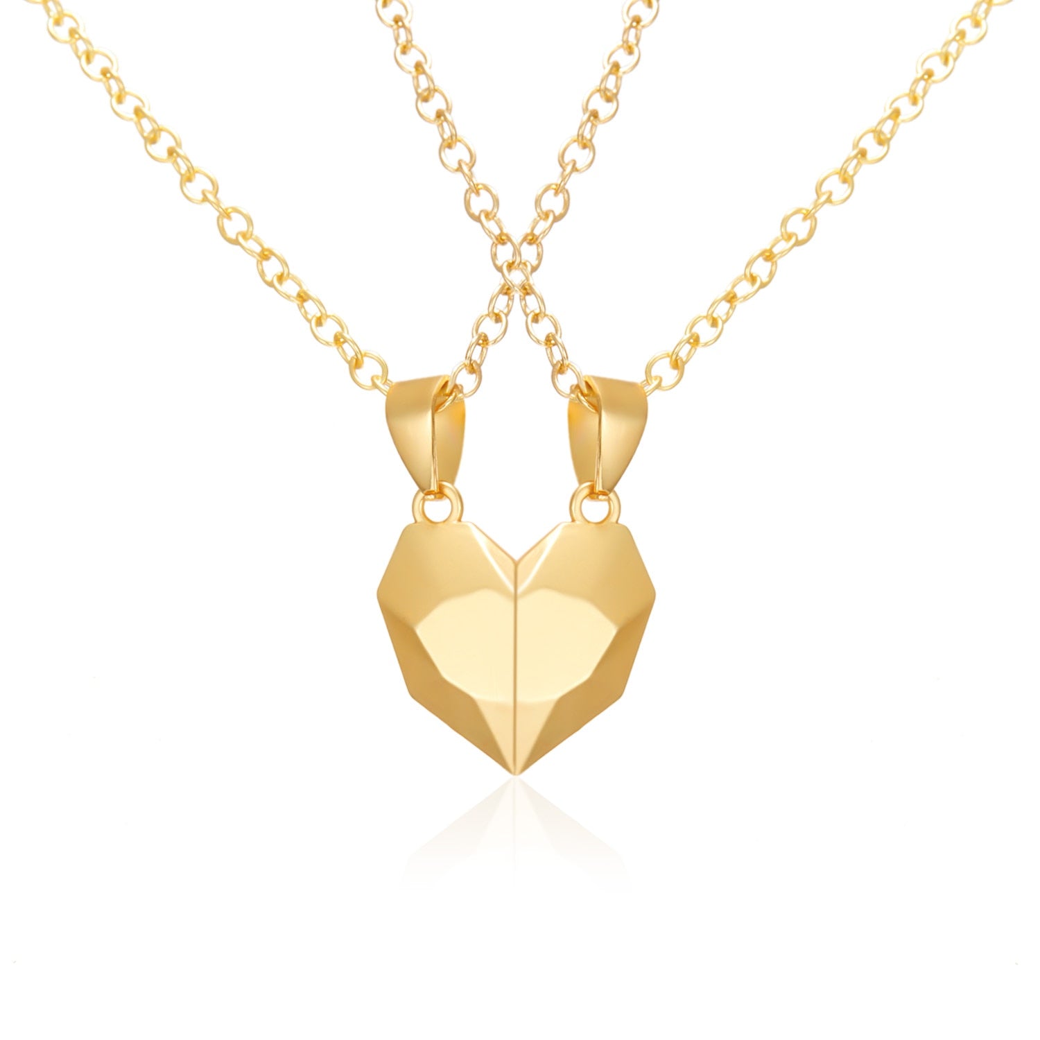 2Pcs/Lot Magnetic Couple Necklace Friendship Heart Pendant Distance Faceted Charm Necklace Women Valentine&#39;s Day Gift 2021 0 DailyAlertDeals 12  