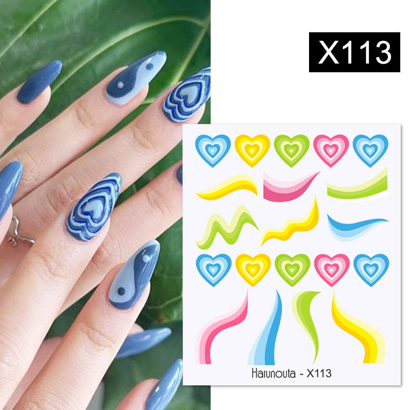 Harunouta  1Pc Spring Water Nail Decal And Sticker Flower Leaf Tree Green Simple Summer Slider For Manicuring Nail Art Watermark 0 DailyAlertDeals X113  