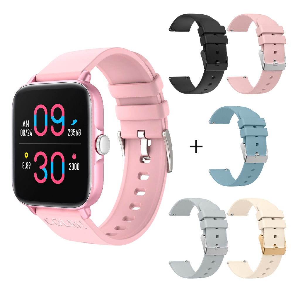 COLMI P28 Plus Bluetooth Answer Call Smart Watch Men IP67 waterproof Women Dial Call Smartwatch GTS3 GTS 3 for Android iOS Phone 0 DailyAlertDeals Pink with 5 straps China 