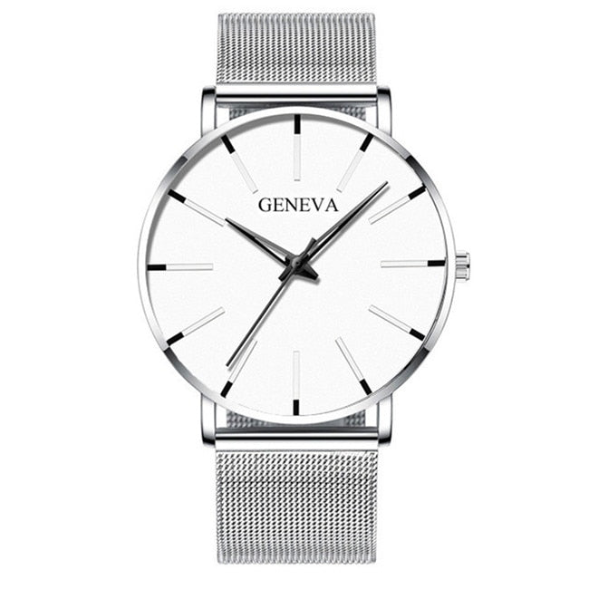 2022 Minimalist Men Fashion Ultra Thin Watches Simple Men Business Stainless Steel Mesh Belt Quartz Watch relogio masculino 0 DailyAlertDeals Mesh Silver White  