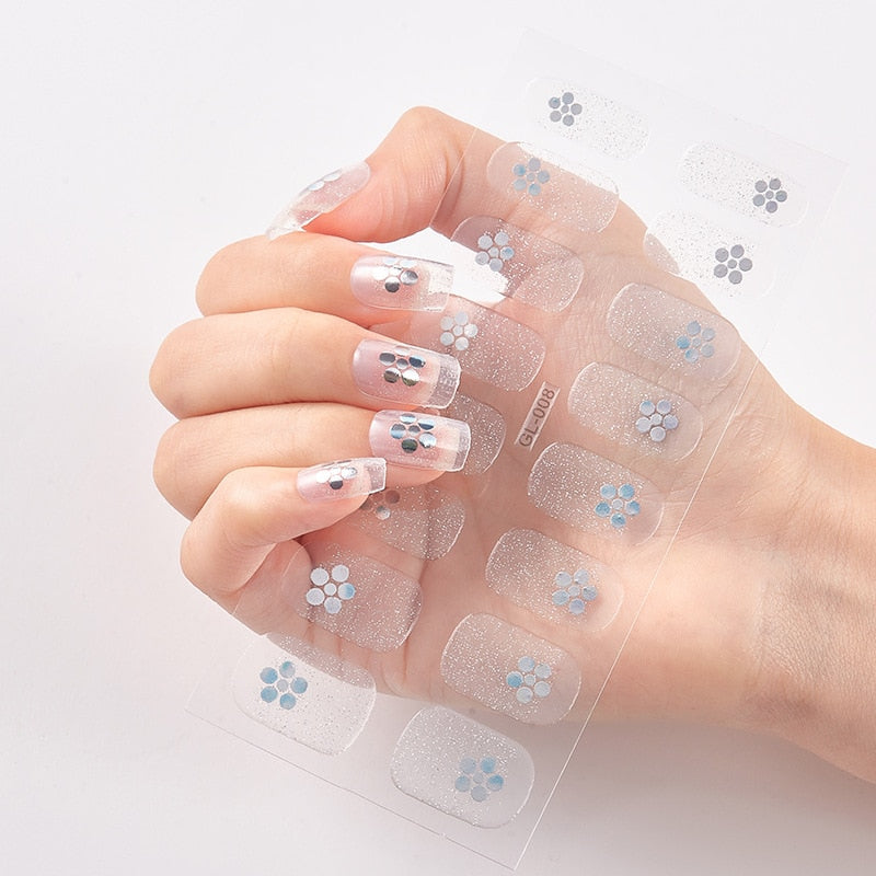 16 Tips/Sheet Glitter Series Shiny Manicure Decoracion Designed Nail Art Stickers 2020 Nail Decoration Nail Wraps Shiny Decal stickers for nails DailyAlertDeals GL-008  
