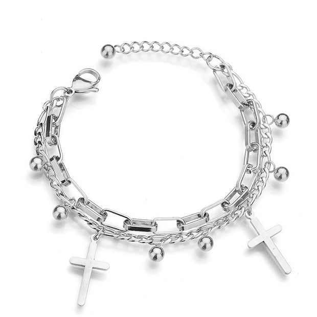 Stainless Steel Love Heart Bracelets For Women Party Gift Fashion Joyas de Chain Charm Bracelets Jewelry Wholesale Text Engraved 0 DailyAlertDeals AD1200-S China 18cm