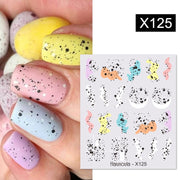 Harunouta Black Ink Blooming Marble Pattern Water Decals Stickers Black Line Flower Leaves Face Slider For Summer Nail Art Decor Decal stickers for nails DailyAlertDeals X125  