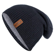 New Unisex Letter Beanie Hat Leisure Add Fur Lined Winter Hats For Men Women Keep Warm Knitted Hat Fashion Solid Ski Bonnet Cap Beanie hat unisex DailyAlertDeals Black 54cm-62cm 