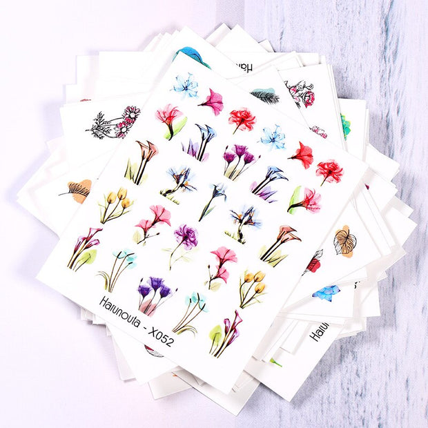 Spring Watercolor Nail Water Decal Stickers Flower Leaf Tree Green Simple Summer DIY Slider For Manicuring Nail Art Watermark 0 DailyAlertDeals   