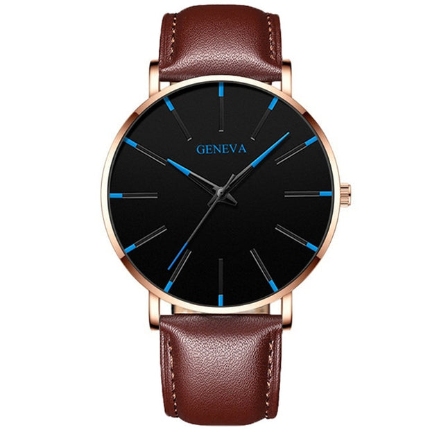 2022 Minimalist Men Fashion Ultra Thin Watches Simple Men Business Stainless Steel Mesh Belt Quartz Watch relogio masculino 0 DailyAlertDeals Leather Blue Rose  