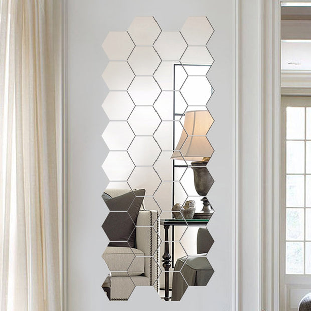 6/12Pcs 3D Mirror Wall Sticker Home Decor Hexagon Decorations DIY Removable Living-Room Decal Art Ornaments For Home 3d wall Mirror Stickers DailyAlertDeals   