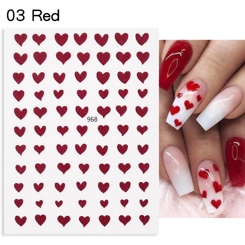 The New Heart Love Design Gold Sliver 3D Nail Art Sticker English Letter French Striping Lines Trasnfer Sliders Valentine Decor Nail Stickers DailyAlertDeals 26  