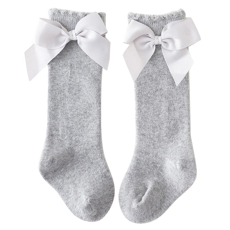 Lioraitiin New Solid Color Soft Cotton Baby Socks Cute Bows Princess Baby Girl Socks Bowknot Infant Toddler Girls Floor Socks Baby Socks DailyAlertDeals   