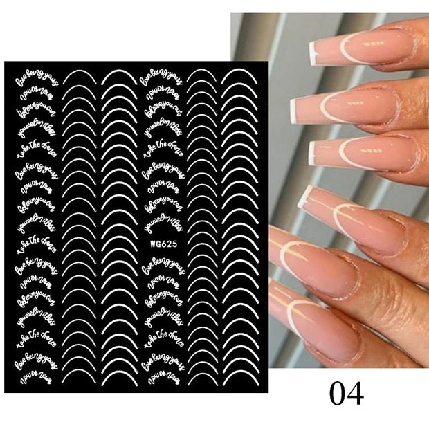 The New Heart Love Design Gold Sliver 3D Nail Art Sticker English Letter French Striping Lines Trasnfer Sliders Valentine Decor Nail Stickers DailyAlertDeals 10  