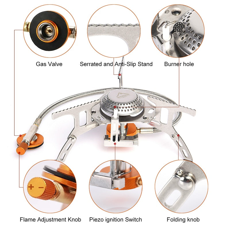 Camping Gas Stove Outdoor Tourist Burner Strong Fire Heater Tourism Cooker Survival Furnace Supplies Equipment Picnic Gas Stove for camping DailyAlertDeals   
