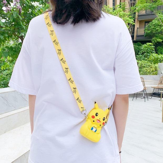Pokemon Anime Action Figures Pikachu Eevee Silicone Kawaii Fashion Shoulder Bag Stitch Meticulous Beautiful Children Toys Gift Pokemon Plush kidsToy Pikachu DailyAlertDeals   