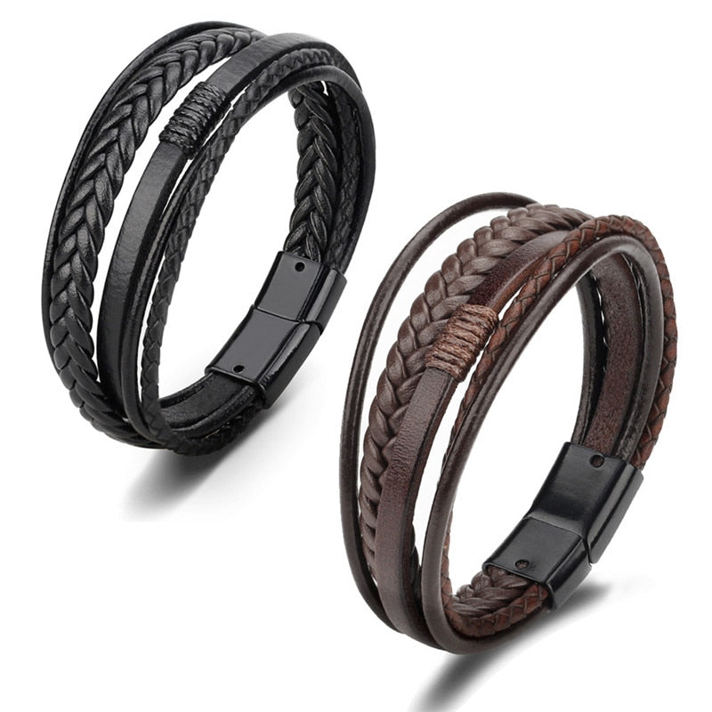 ZOSHI Trendy Genuine Leather Bracelets Mens Multilayer Braided Rope Bracelets Male Female Bracelets Retro Jewelry Mens Multilayer Braided Rope Bracelets DailyAlertDeals   