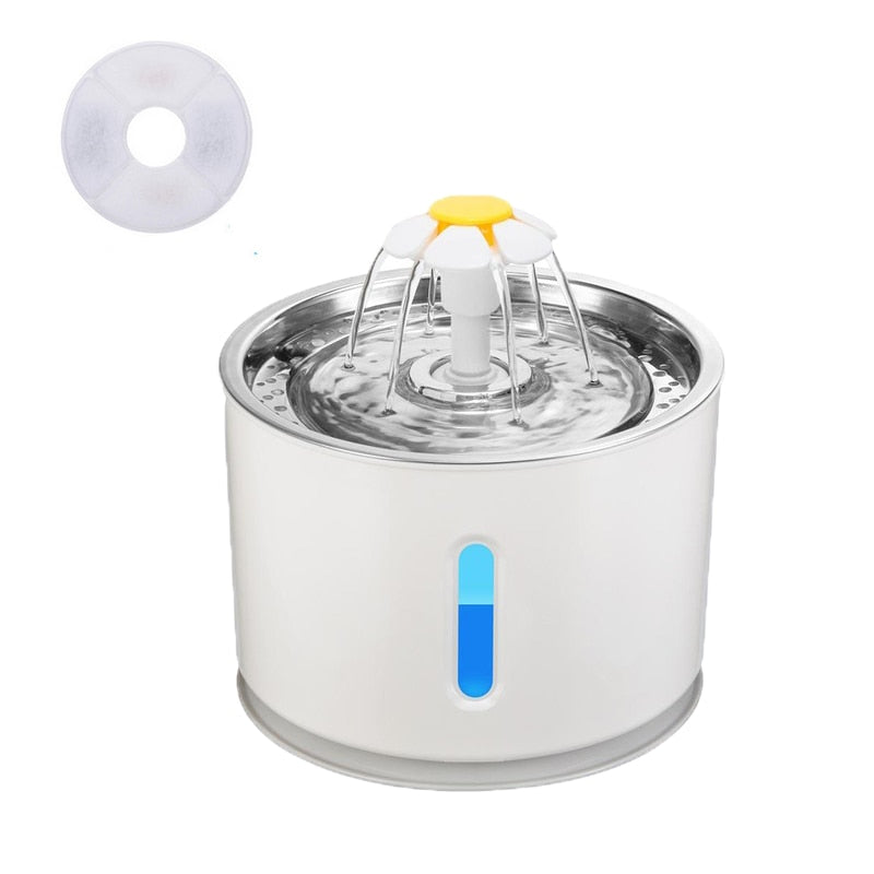 Automatic Pet Cat Water Fountain with LED Lighting 5 Pack Filters 2.4L USB 0 DailyAlertDeals Steel 1PC filter 2.4L Poland