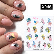 Harunouta  1Pc Spring Water Nail Decal And Sticker Flower Leaf Tree Green Simple Summer Slider For Manicuring Nail Art Watermark 0 DailyAlertDeals X046  