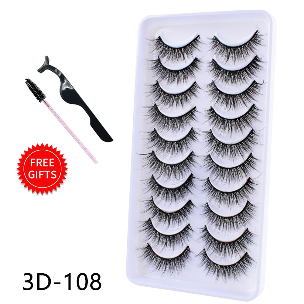 5/10Pairs 3D Mink Lashes Natural Eyelashes Dramatic False Eyelashes Faux Cils Makeup Wholesale Fake Eyelash Extension maquiagem 0 DailyAlertDeals 10pair-3D-108 China 