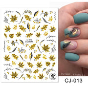 Harunouta Slider Design 3D Black People Silhouettes Blooming Nail Stickers Gold Bronzing Leaf Flower Nail Foils Decoration Nail Stickers DailyAlertDeals CJ-013  