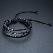 Vnox 4Pcs/ Set Braided Wrap Leather Bracelets for Men Vintage Life Tree Rudder Charm Wood Beads Ethnic Tribal Wristbands 0 DailyAlertDeals BL-542B China 