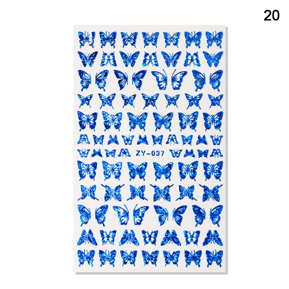 1pc Holographic 3D Butterfly Nail Art Stickers Adhesive Sliders Colorful DIY Golden Nail Transfer Decals Foils Wraps Decorations nail art DailyAlertDeals 20  