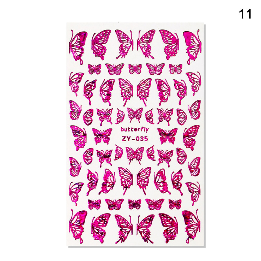 1pc Holographic 3D Butterfly Nail Art Stickers Adhesive Sliders Colorful DIY Golden Nail Transfer Decals Foils Wraps Decorations nail art DailyAlertDeals 11  