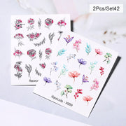 Harunouta Abstract Lady Face Water Decals Fruit Flower Summer Leopard Alphabet Leaves Nail Stickers Water Black Leaf Sliders Nail Stickers DailyAlertDeals 2pcs-42  