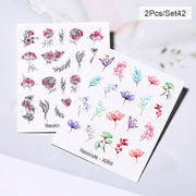 Harunouta Abstract Lady Face Water Decals Fruit Flower Summer Leopard Alphabet Leaves Nail Stickers Water Black Leaf Sliders 0 DailyAlertDeals 2pcs-42  