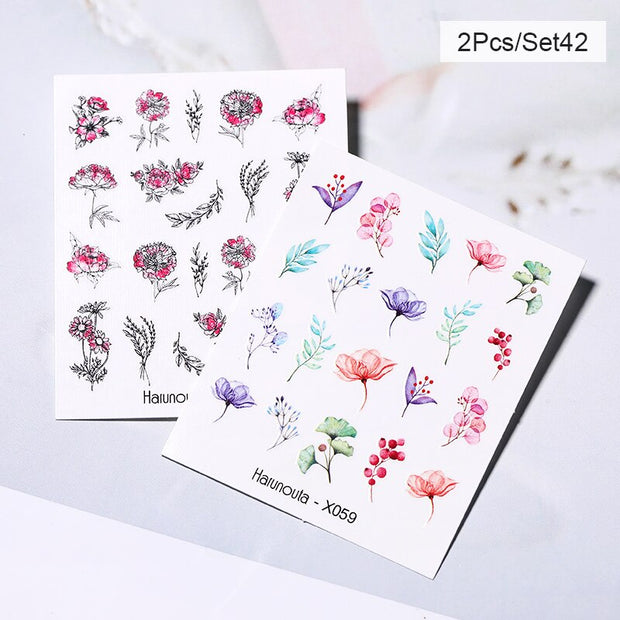 Harunouta Abstract Lady Face Water Decals Fruit Flower Summer Leopard Alphabet Leaves Nail Stickers Water Black Leaf Sliders Nail Stickers DailyAlertDeals 2pcs-42  