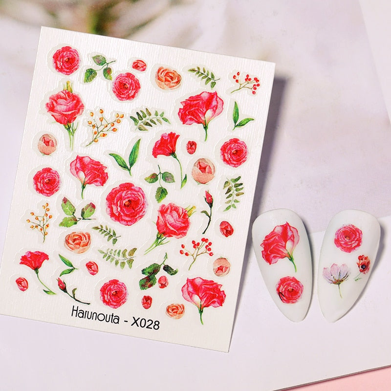 Harunouta Purple Blue Flowers Ink Blooming Nail Water Decals Geometry Line Ripple French Nail Stickers Manicuring Foils Wraps Nail Stickers DailyAlertDeals X028  