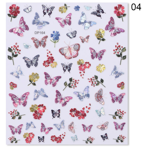 Nail Blue Butterfly Stickers Flowers Leaves Self Adhesive Decals 3D Transfer Sliders Wraps Manicure Foils DIY Decorations Tips 0 DailyAlertDeals 24  