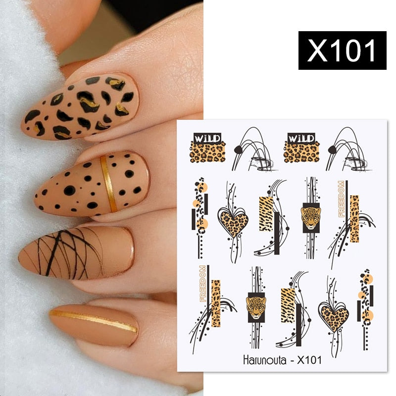 Harunouta Blue Ink Blooming Flowers Nail Water Decals Concise Floral Leaves Slider For Nails Geometric Waves DIY Manicures Tips Nail Stickers DailyAlertDeals X101  