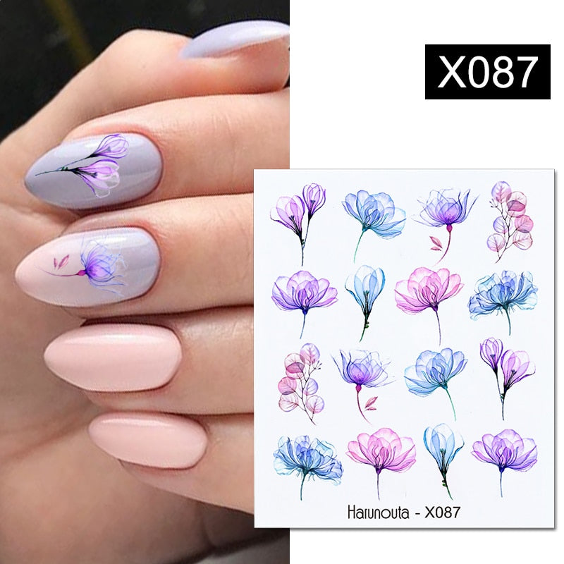 Harunouta Water Decals Ink Blooming Flower Leaves Transfer Nail Stickers Butterfly Love Heart Design Slider Watermark Decoration 0 DailyAlertDeals X087  