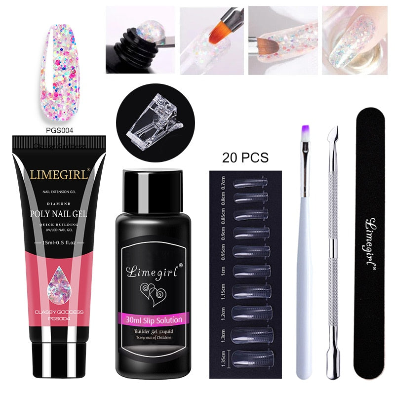 Poly gels Set for nail Extension Manicure Acryl Gel Varnish Set 15ML Poly gels Poly Nail Kit UV Gel Kit Poly gels Set for nail Extension DailyAlertDeals ZH119-PGS004 China 