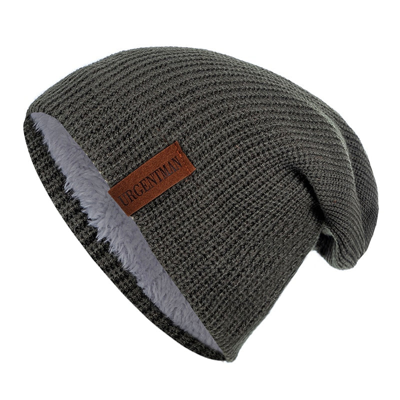 New Unisex Letter Beanie Hat Leisure Add Fur Lined Winter Hats For Men Women Keep Warm Knitted Hat Fashion Solid Ski Bonnet Cap Beanie hat unisex DailyAlertDeals Army Green 54cm-62cm 
