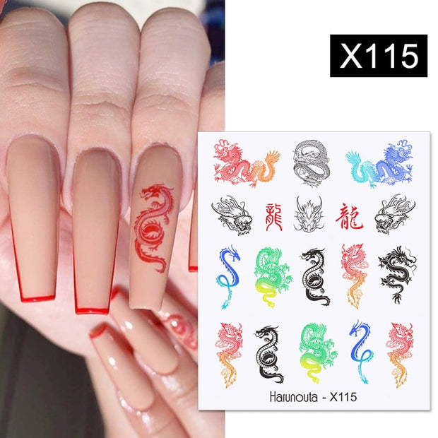 Harunouta Blue Ink Blooming Flowers Nail Water Decals Concise Floral Leaves Slider For Nails Geometric Waves DIY Manicures Tips 0 DailyAlertDeals X115  