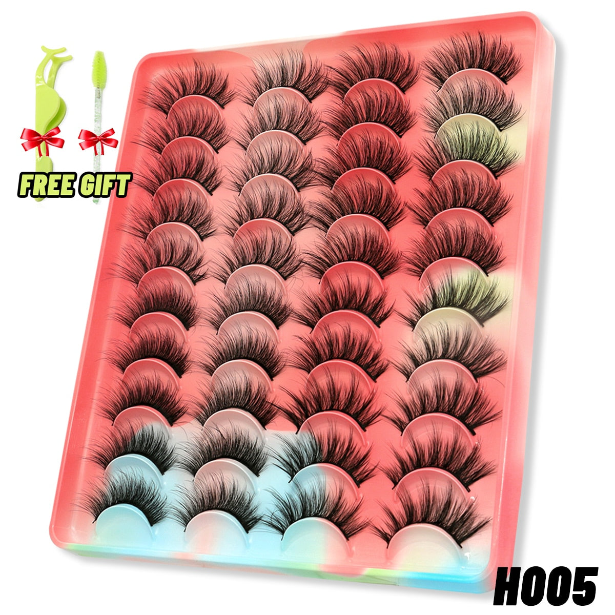 GROINNEYA Eyelashes 3D Mink Lashes Fluffy Soft Wispy Natural Cross Eyelash Extension Reusable Lashes Mink False Eyelashes Makeup 0 DailyAlertDeals 20pairs-H005 France 