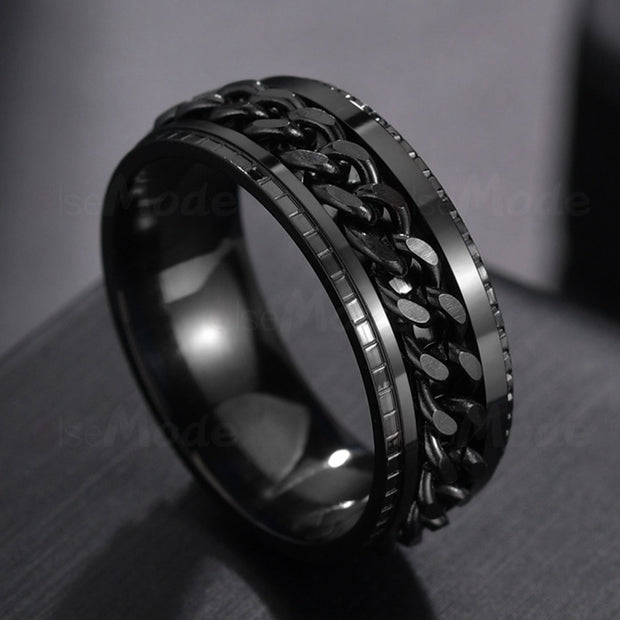 Cool Stainless Steel Rotatable Men Couple Ring High Quality Spinner Chain Rotable Rings Punk Women Man Jewelry for Party Gift 0 DailyAlertDeals 6 Black 
