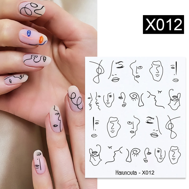 Harunouta Butterfly Flower Design Leaves Nail Water Decals Color Wave Geometric Line Charms Sliders Decoration Tips For Nail Art 0 DailyAlertDeals X012  
