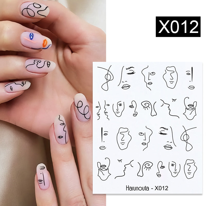 Harunouta Purple Blue Flowers Ink Blooming Nail Water Decals Geometry Line Ripple French Nail Stickers Manicuring Foils Wraps Nail Stickers DailyAlertDeals X012  